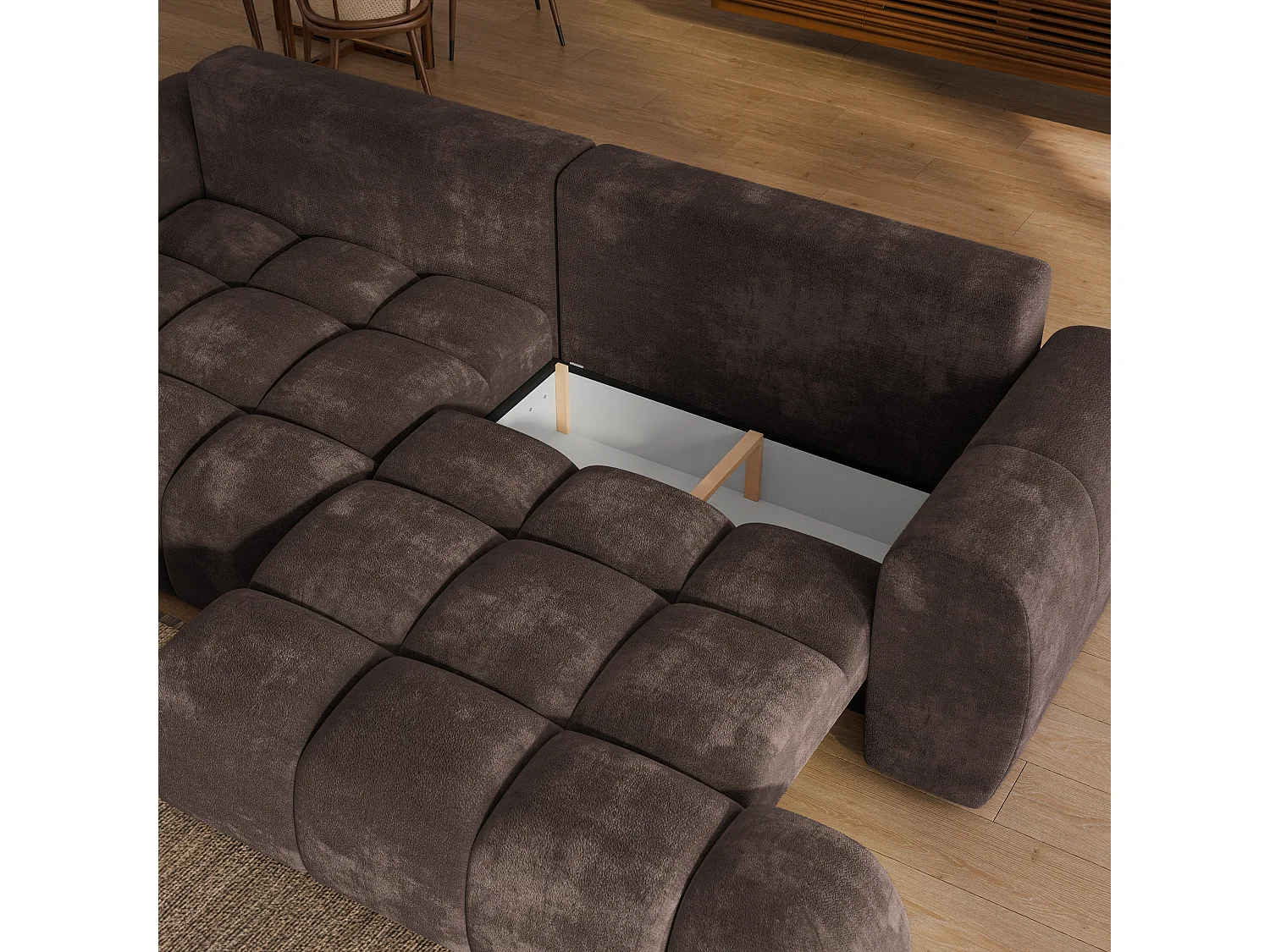 Canapé-lit DAFNE, Tissu chenille, Braun