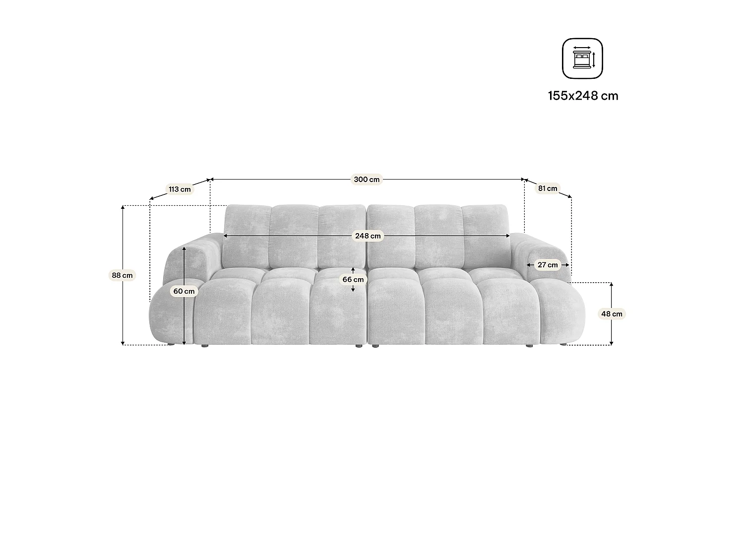 Canapé-lit DAFNE, Tissu chenille, Braun