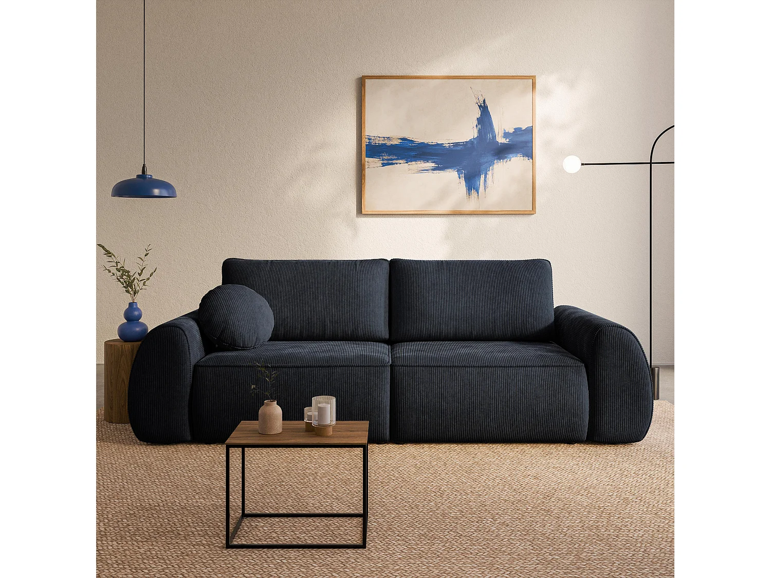 Slaapbank ZEFEO Corduroy stof Zwart