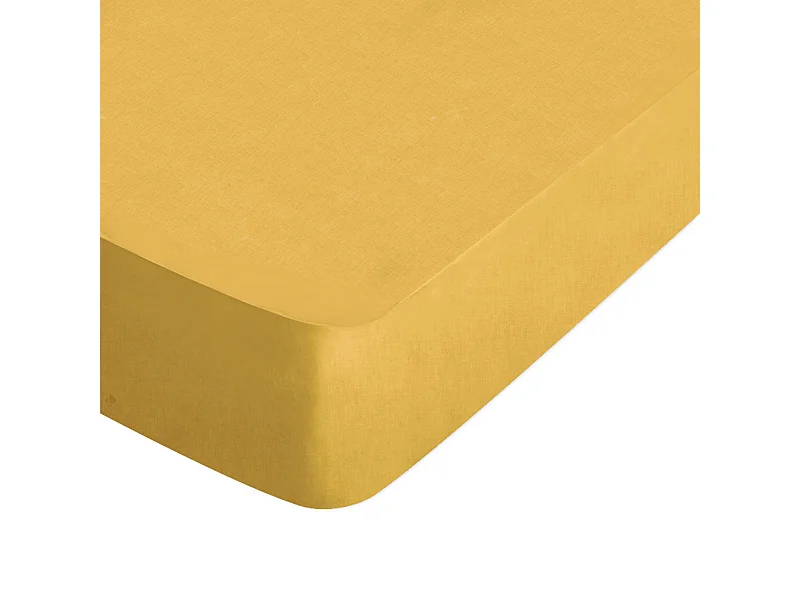 Drap housse uni 200x190 cm bonnet 30 cm coton ALTO jaune bourdon