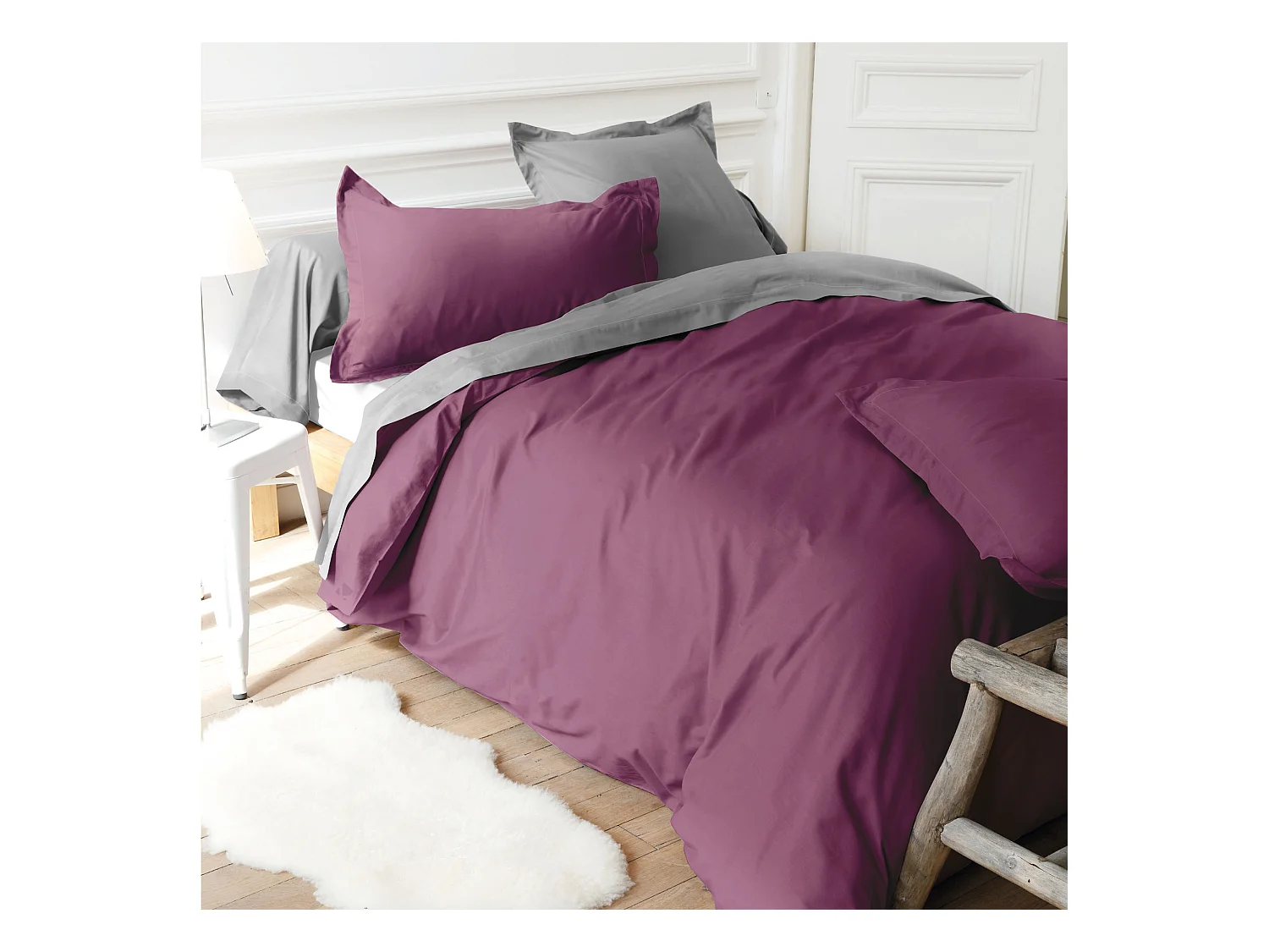 Drap housse uni 70x220 cm bonnet 30 cm coton ALTO Raisin