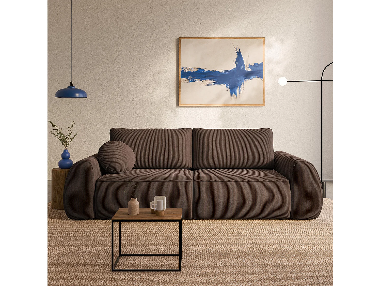 Slaapbank ZEFEO Corduroy stof Bruin
