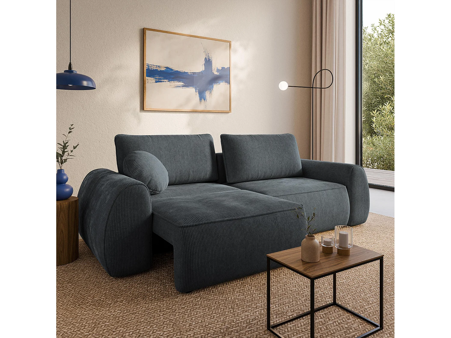 Slaapbank ZEFEO Corduroy stof Antraciet