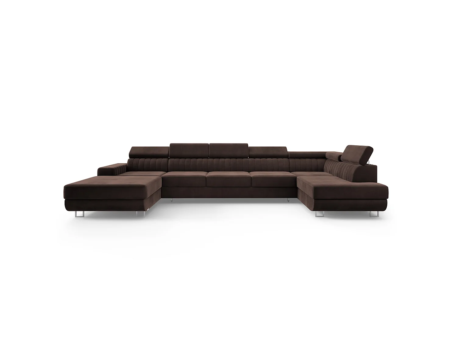 Canapé d'angle GAIAN,  avec fonction de couchage, velours Marron