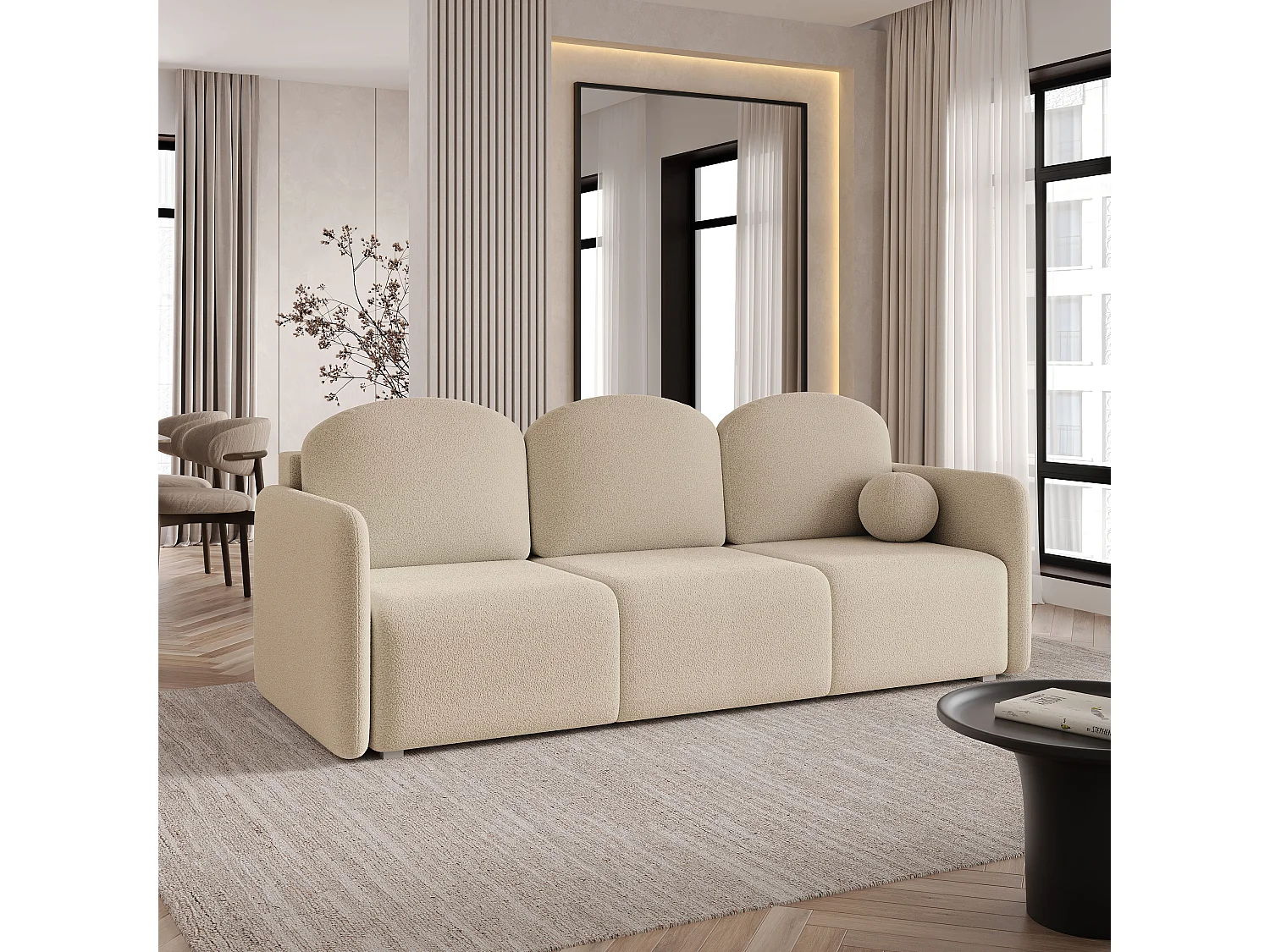 Slaapbank SUVI III Bouclé stof Beige