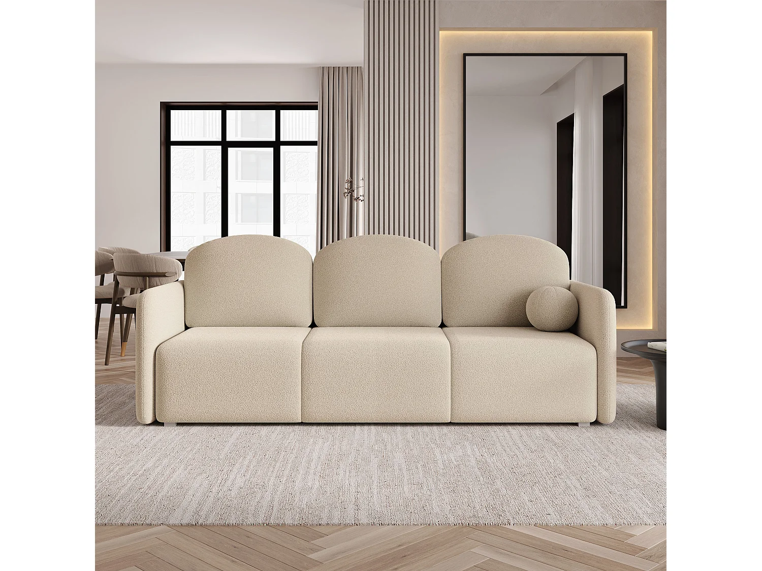 Slaapbank SUVI III Bouclé stof Beige
