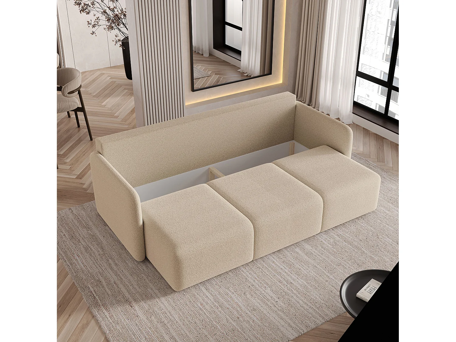 Slaapbank SUVI III Bouclé stof Beige