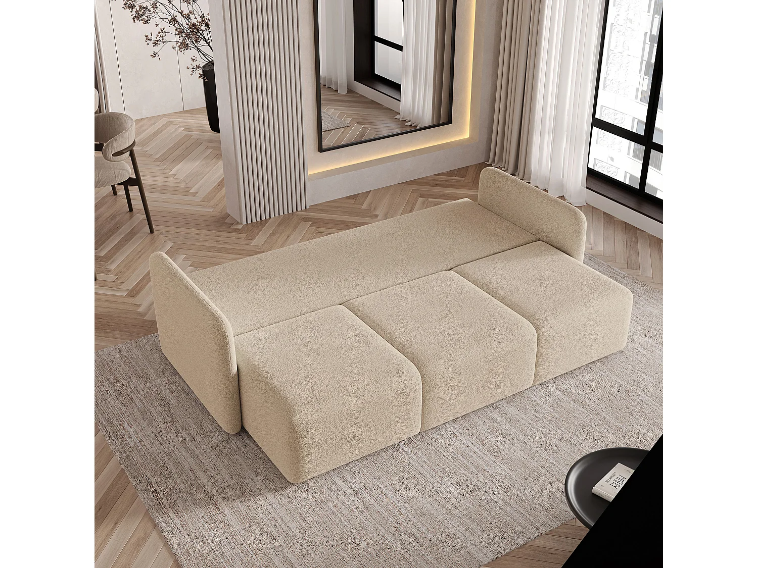 Slaapbank SUVI III Bouclé stof Beige