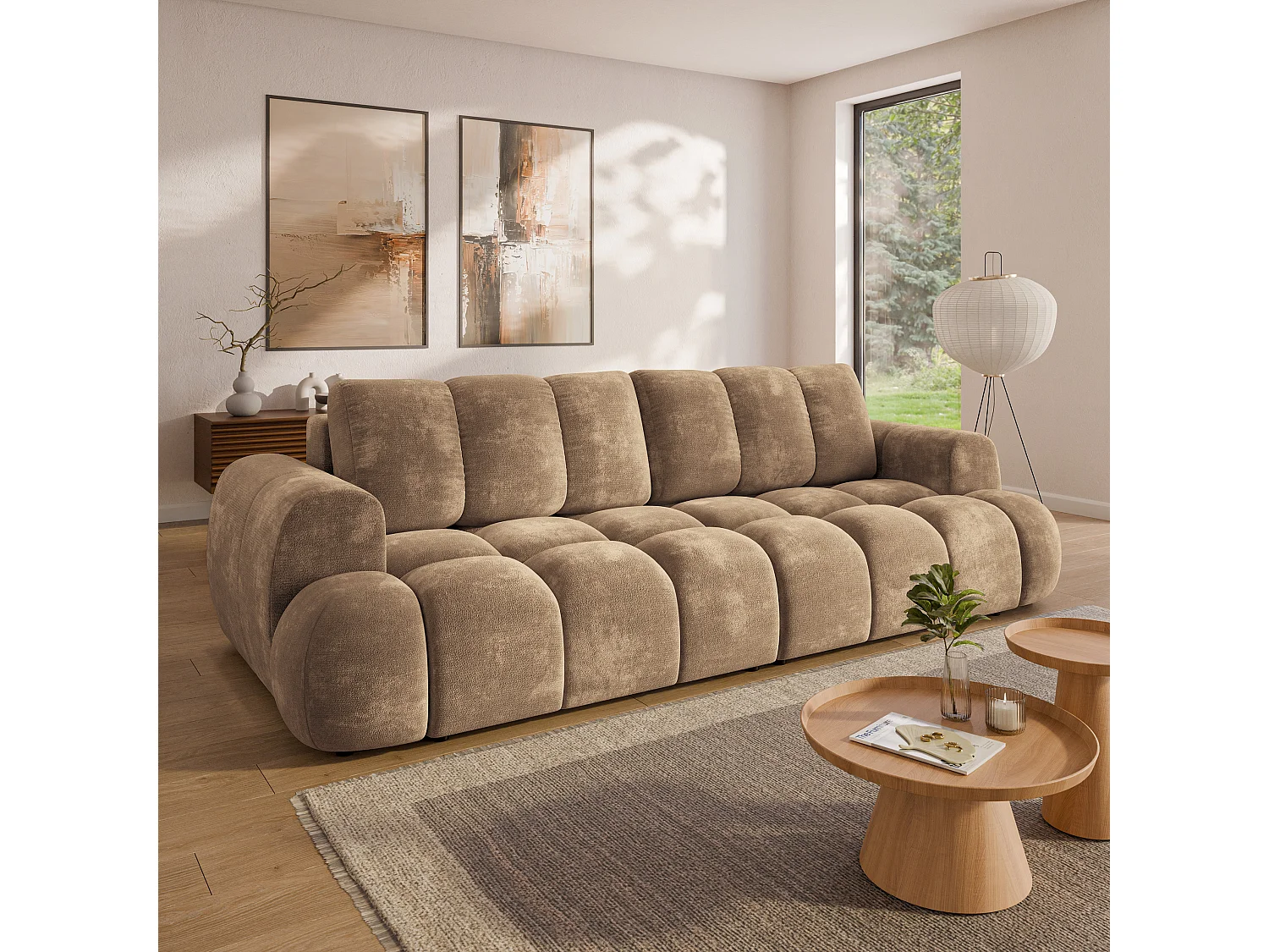 Slaapbank DAFNE Chenillestof Beige