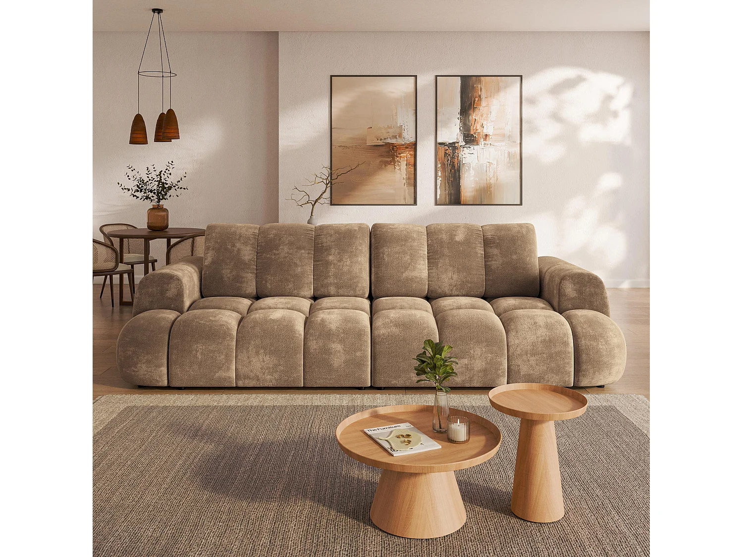 Slaapbank DAFNE Chenillestof Beige
