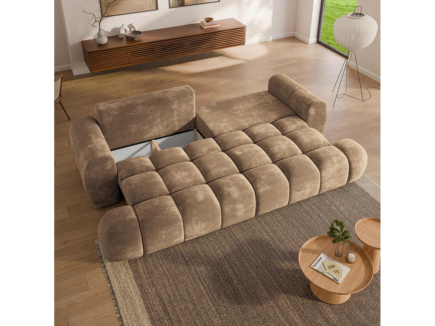 Slaapbank DAFNE Chenillestof Beige