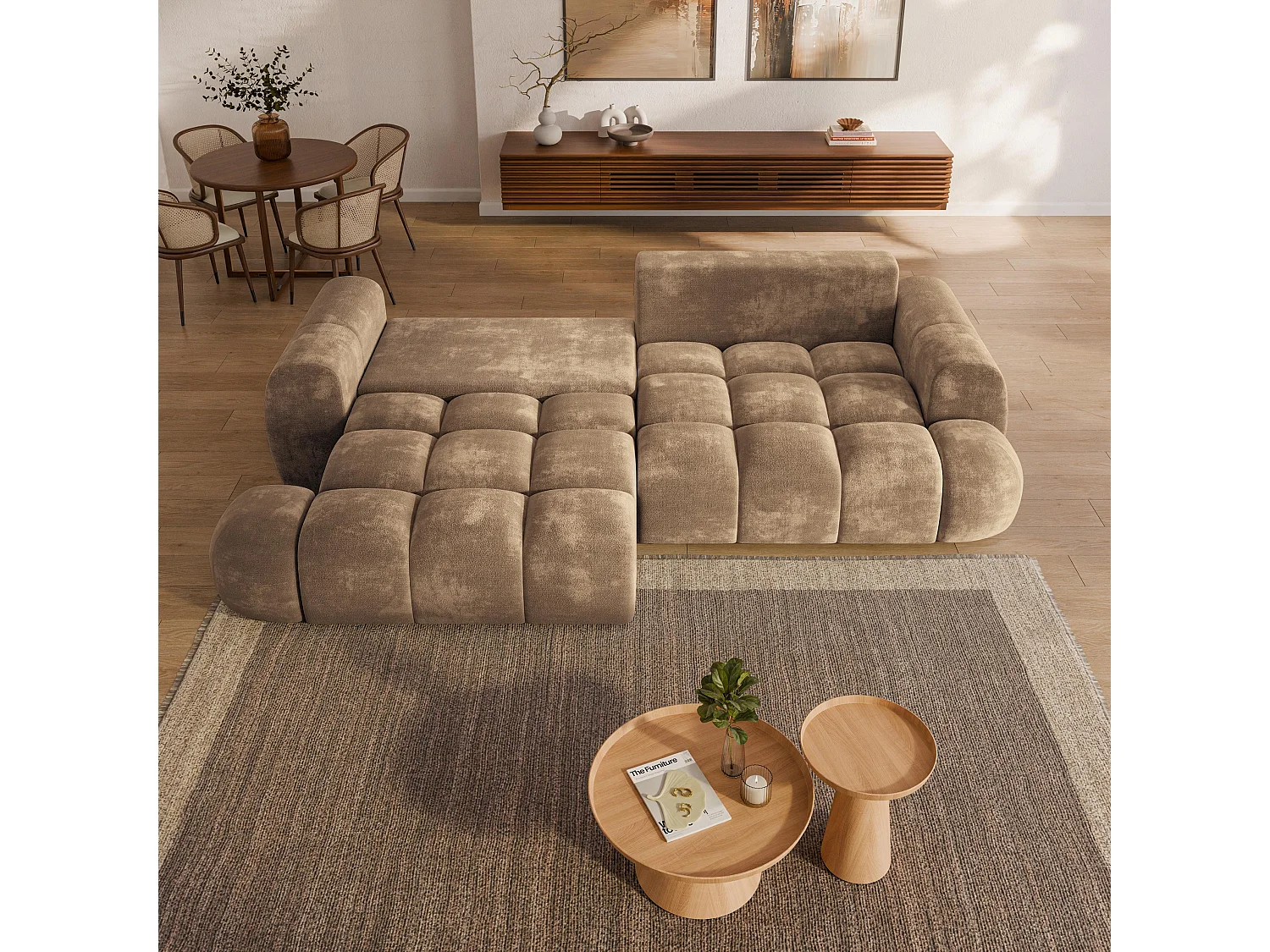 Slaapbank DAFNE Chenillestof Beige