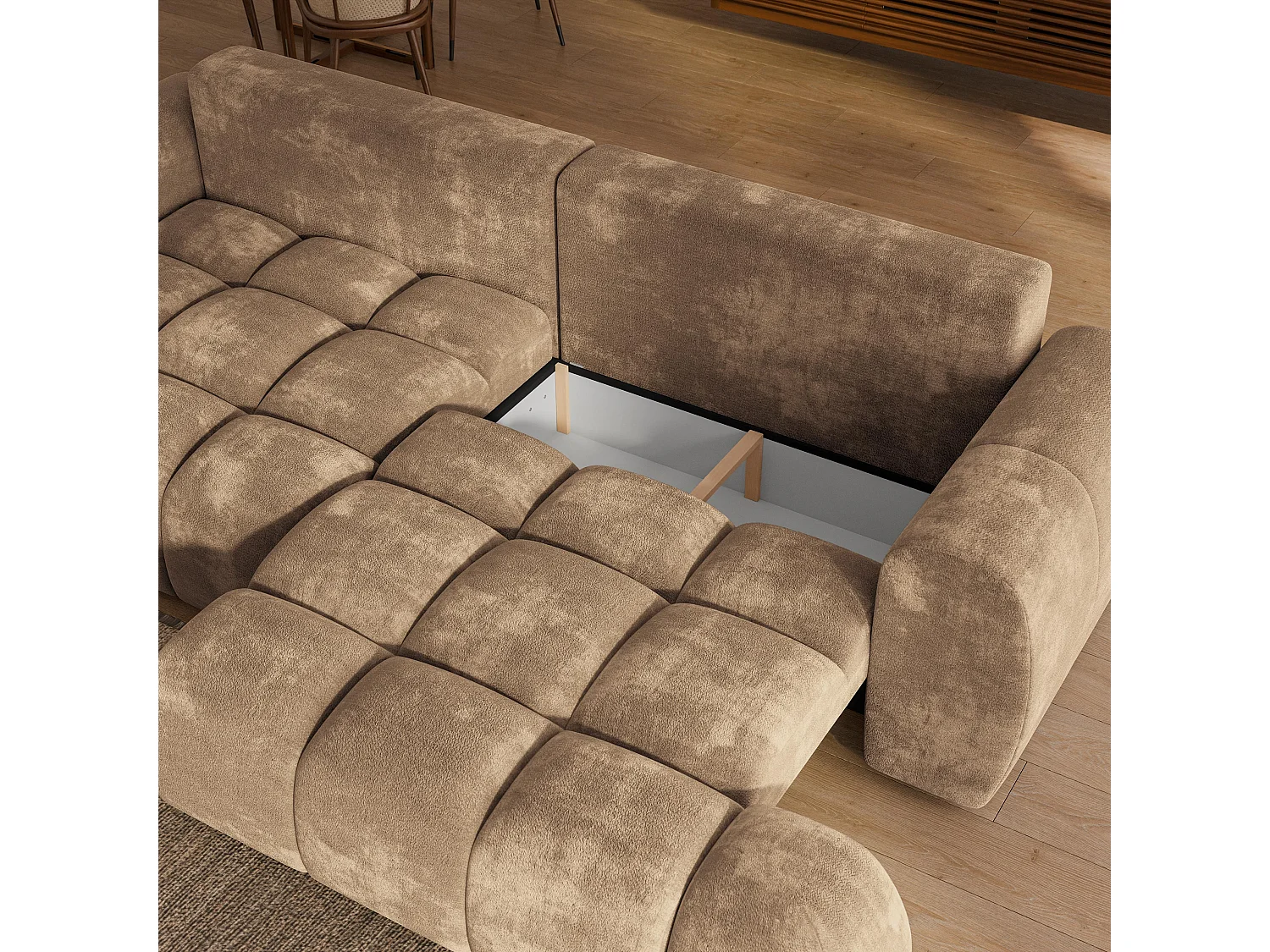 Slaapbank DAFNE Chenillestof Beige