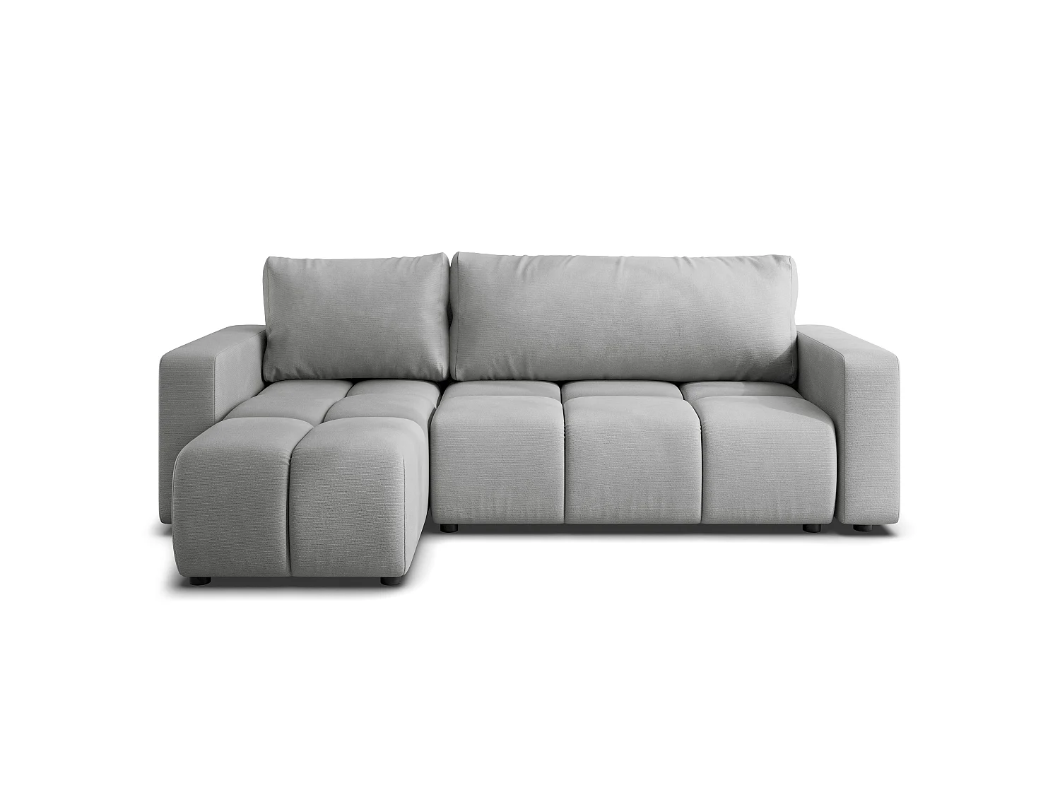 Canapé d'angle RAMIL,  avec fonction de couchage, peluche Gris clair