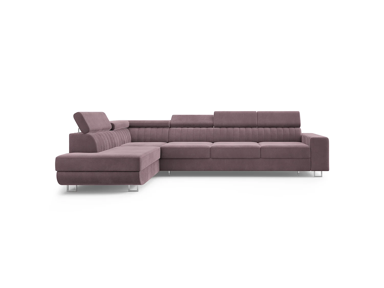 Canapé d'angle HESTION,  avec fonction de couchage, velours Violet