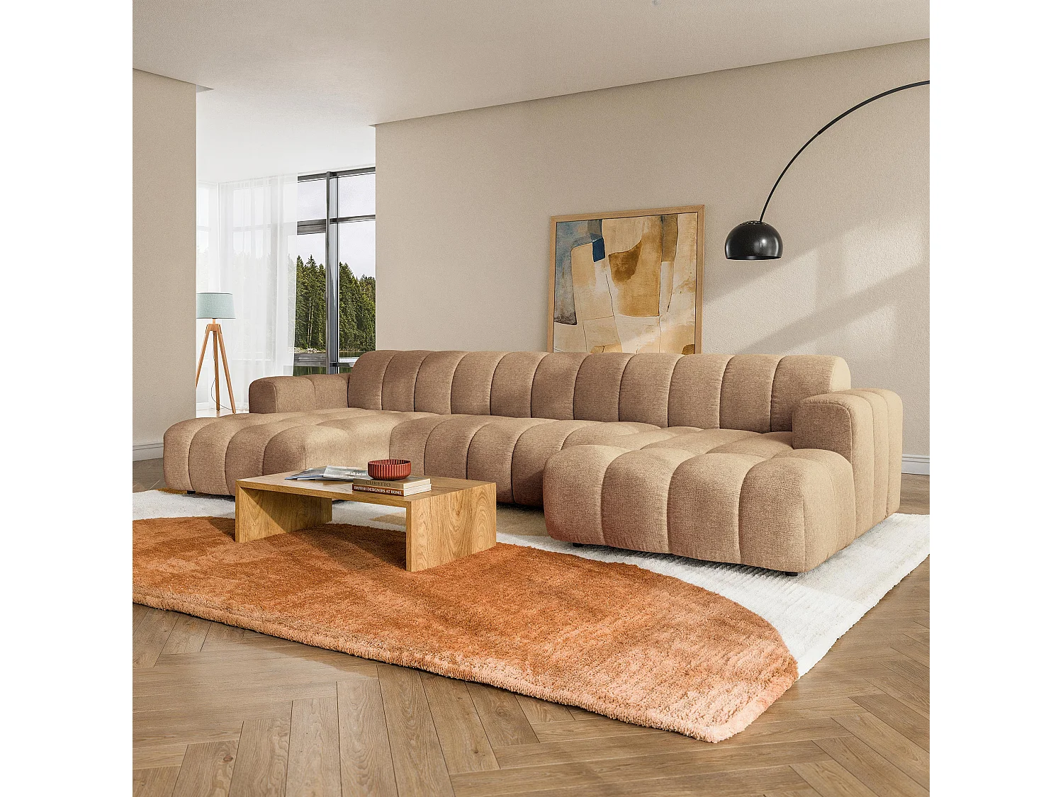 Ecksofa AENIS, Strukturstoff Beige