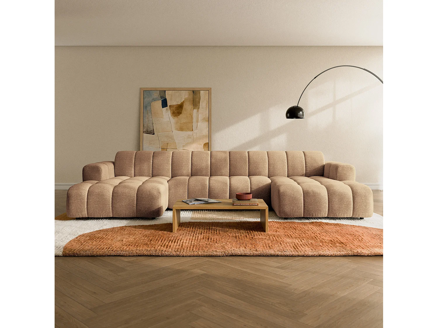 Ecksofa AENIS, Strukturstoff Beige