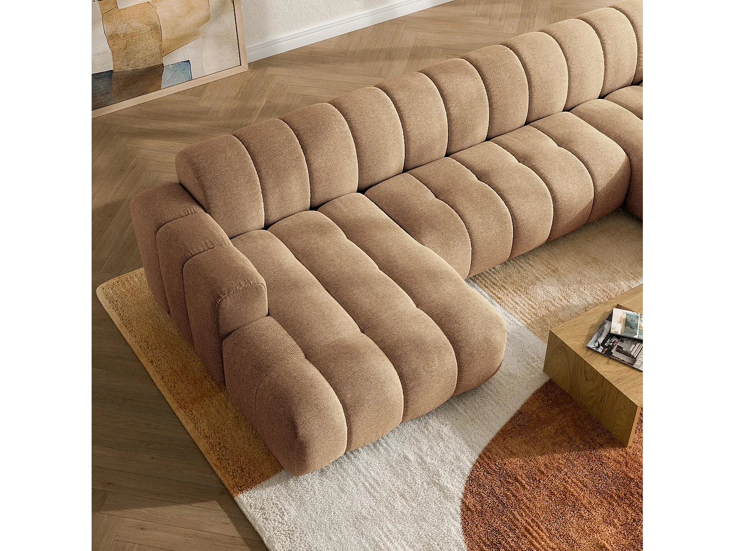 Ecksofa AENIS, Strukturstoff Beige