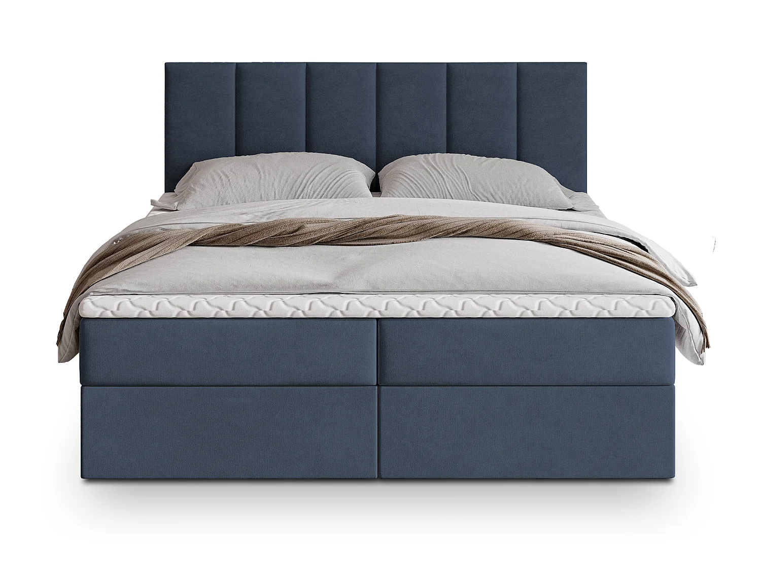 Boxspringbed MERIL 200x200 cm Set met hoofdbord, bedbodem en matras, Blauw