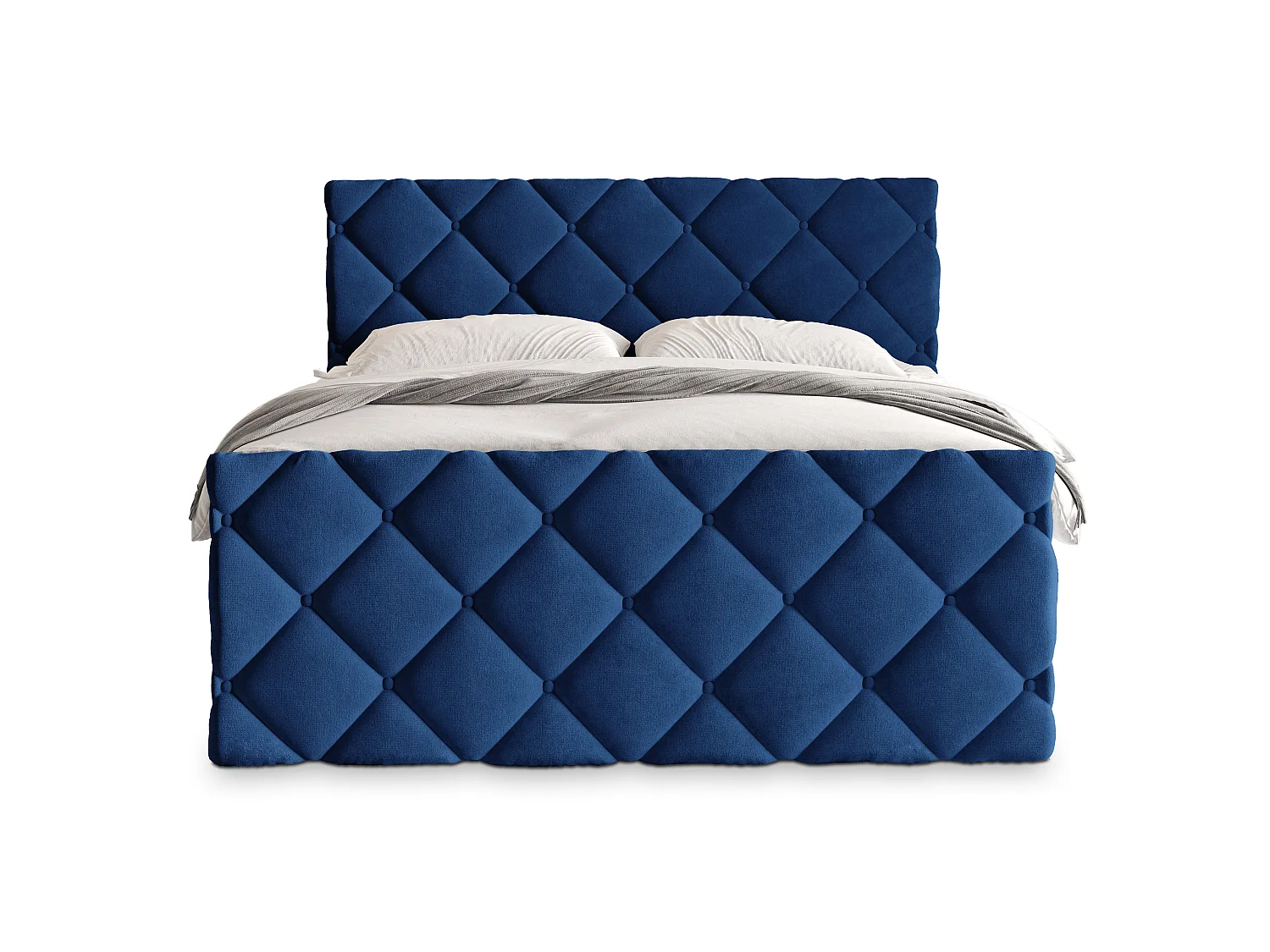 Boxspringbed ROVARI 200x200 cm Set met hoofdbord, bedbodem en matras, Blauw