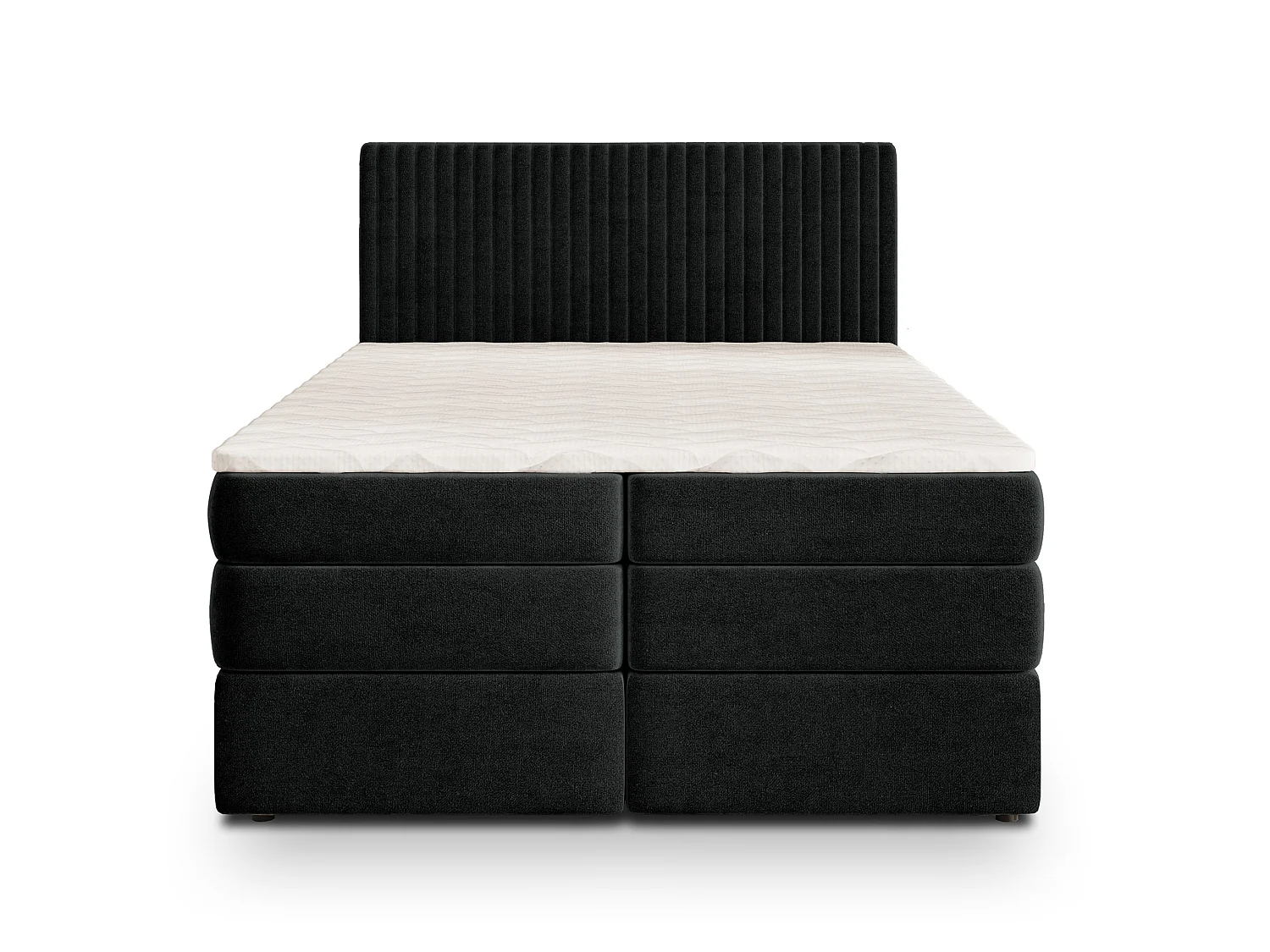Boxspringbed FELBIO 200x200 cm Set met hoofdbord, bedbodem en Bonellmatras + pocketveringmatras, Zwart