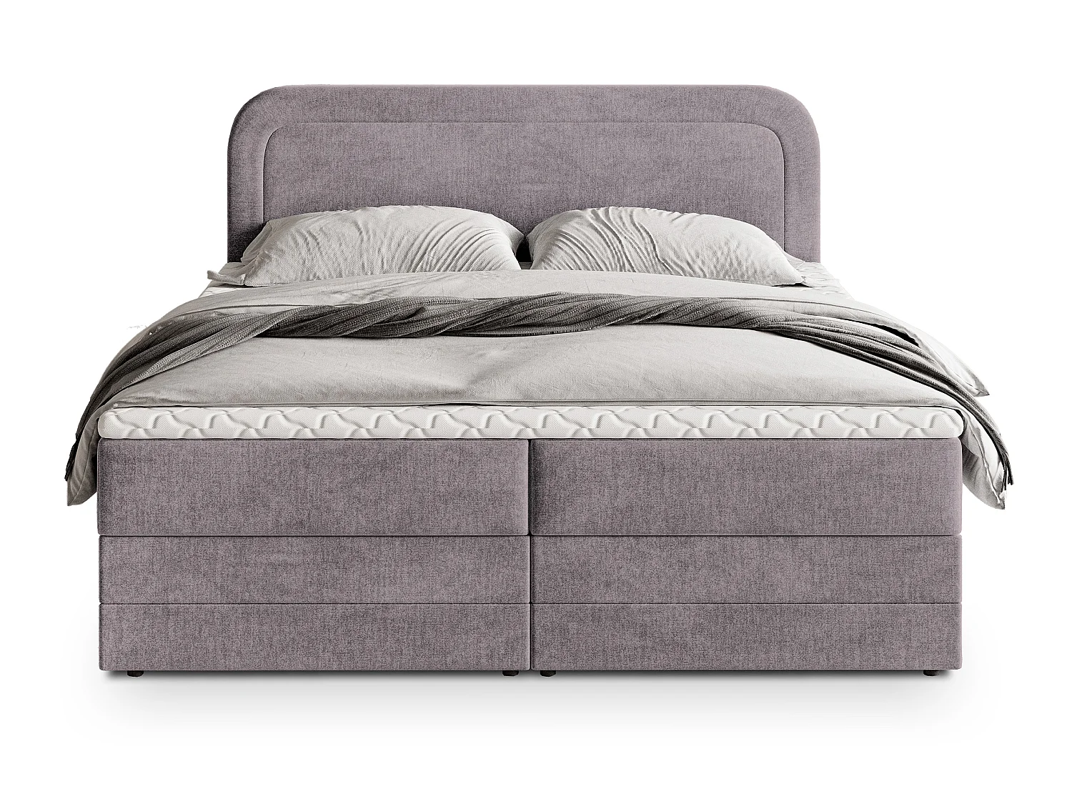 Lit boxspring ARMEL 200x200 cm avec tête de lit, sommier et matelas, Mauve
