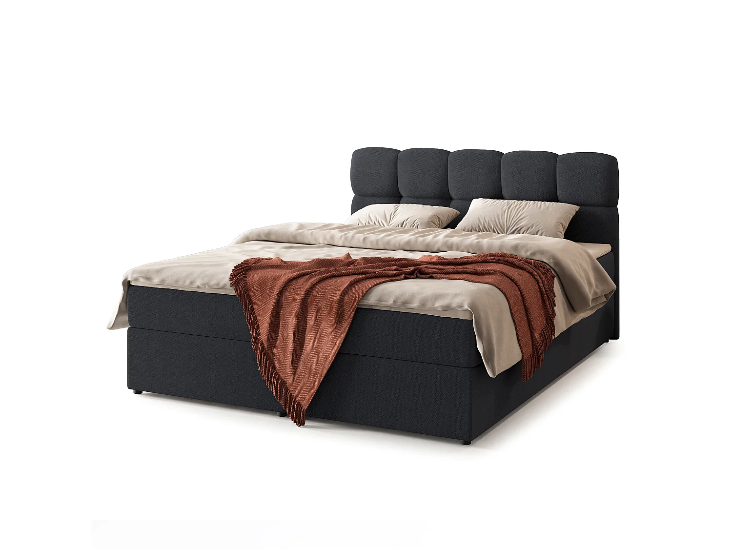 Boxspringbed MERU 160x200 cm Set met hoofdbord, bedbodem en matras, Zwart