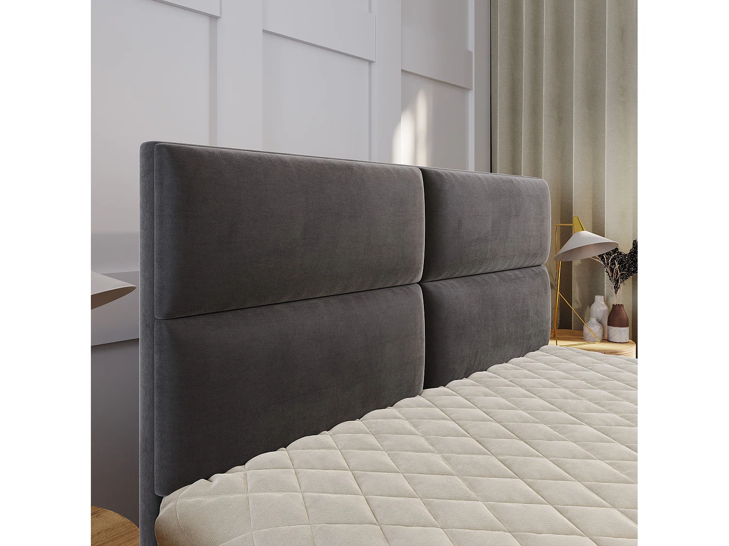 Boxspringbed LONIS 200x200 cm Set met hoofdbord, bedbodem en matras, Zwart