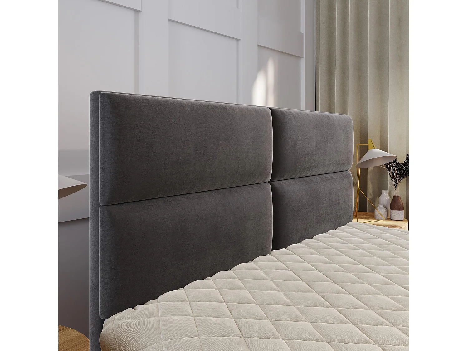 Boxspringbed MULEN 200x200 cm Set met hoofdbord, bedbodem en matras, Zwart