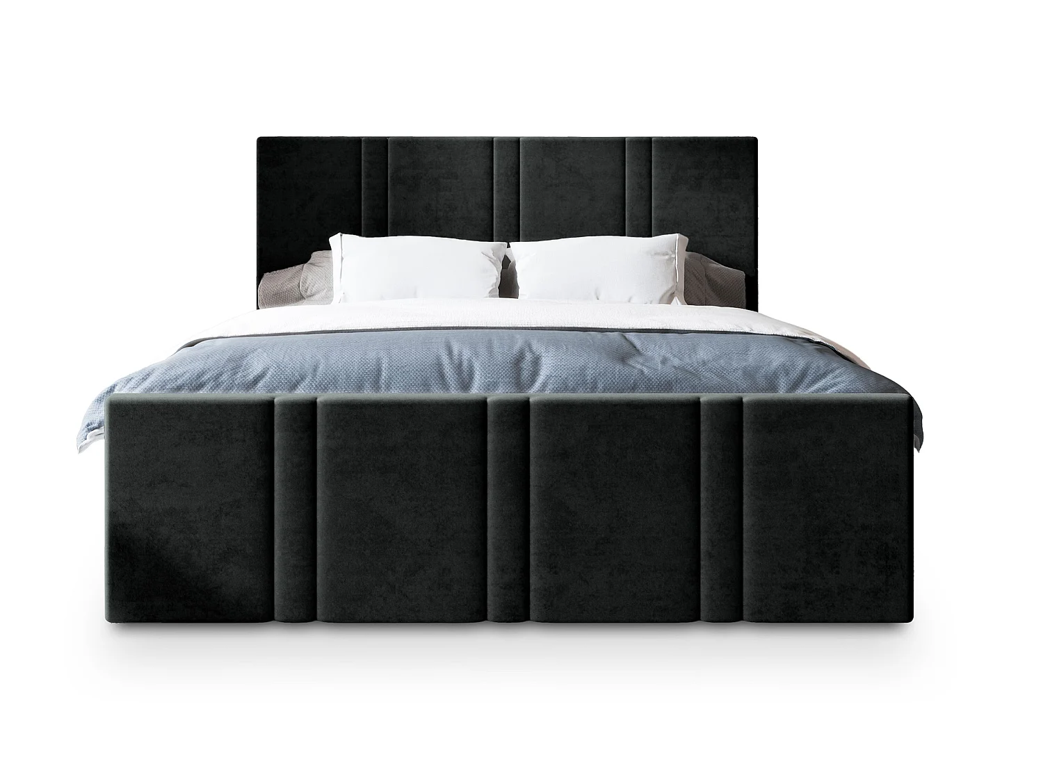 Boxspringbed COMOZA 200x200 cm Set met hoofdbord, bedbodem en matras, Zwart