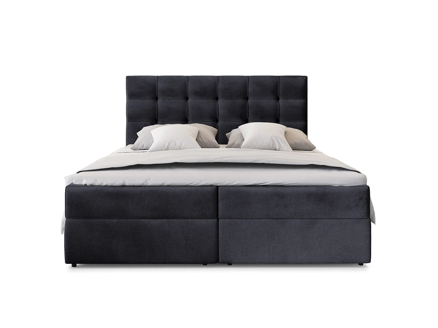 Lit boxspring GLOS 200x200 cm avec tête de lit, sommier et matelas, Noir