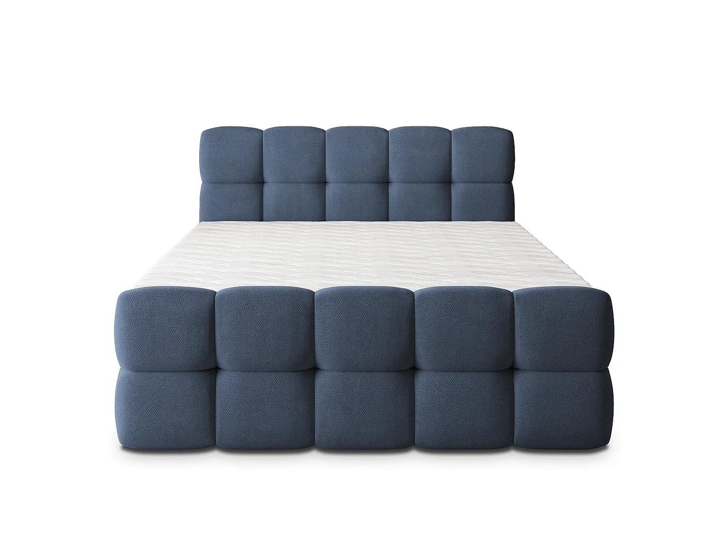 Boxspringbed BRUME 200x200 cm Set met hoofdbord, bedbodem en matras, Blauw