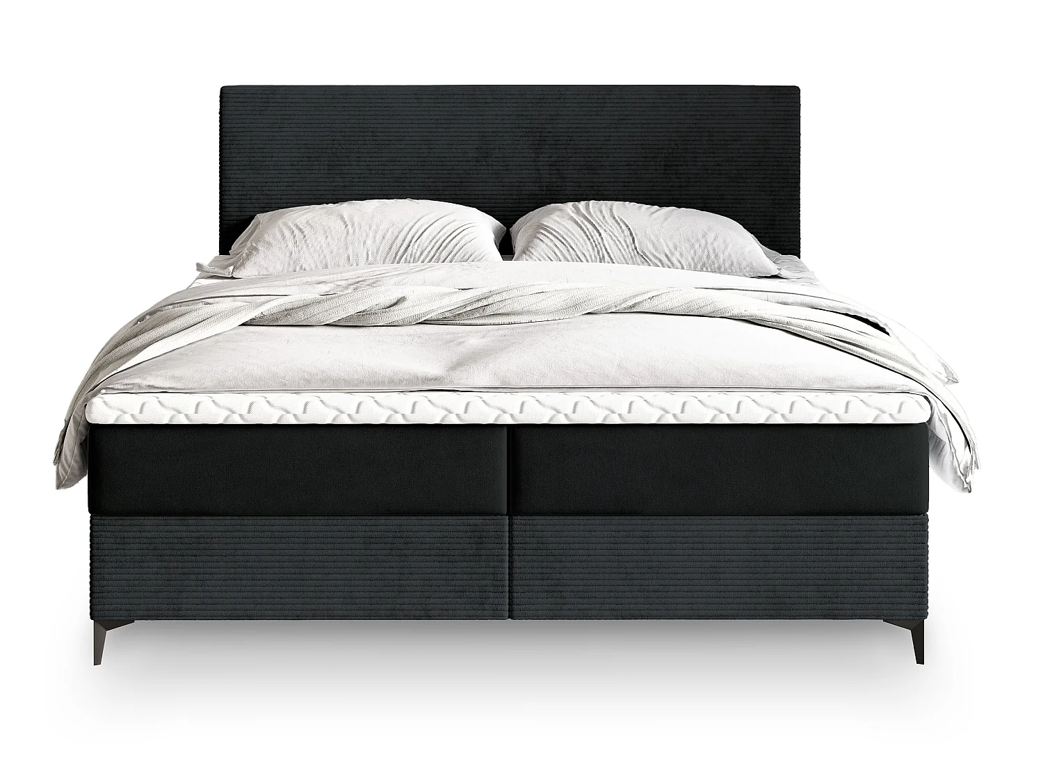 Boxspringbed TORREL 200x200 cm Set met hoofdbord, bedbodem en matras, Zwart