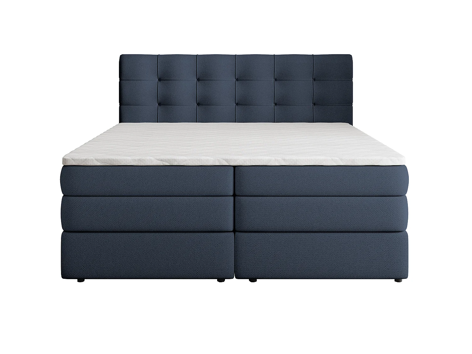 Boxspringbed AREZI 200x200 cm Set met hoofdbord, bedbodem en Bonellmatras + pocketveringmatras, Blauw