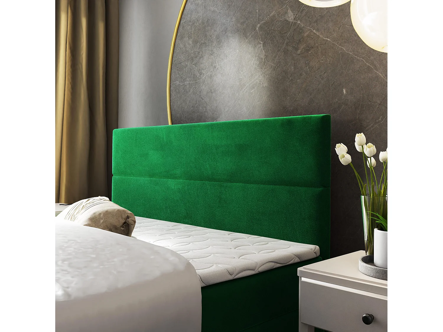 Boxspringbed SANTA 200x200 cm Set met hoofdbord, bedbodem en matras, Zwart