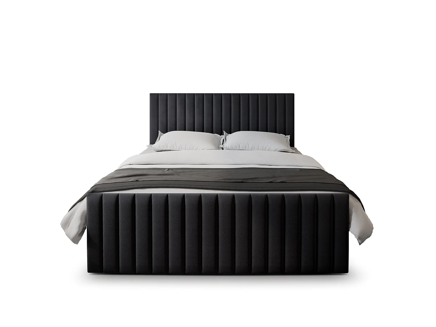 Lit boxspring ARION 200x200 cm avec tête de lit, sommier et matelas, Noir