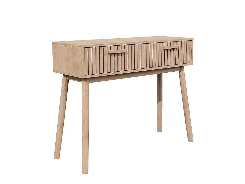 Table d'entrée 100 × 35 × 80 cm - Table de console en bois avec 2 tiroirs - Armoire de stockage en bois massif, bureau de console
