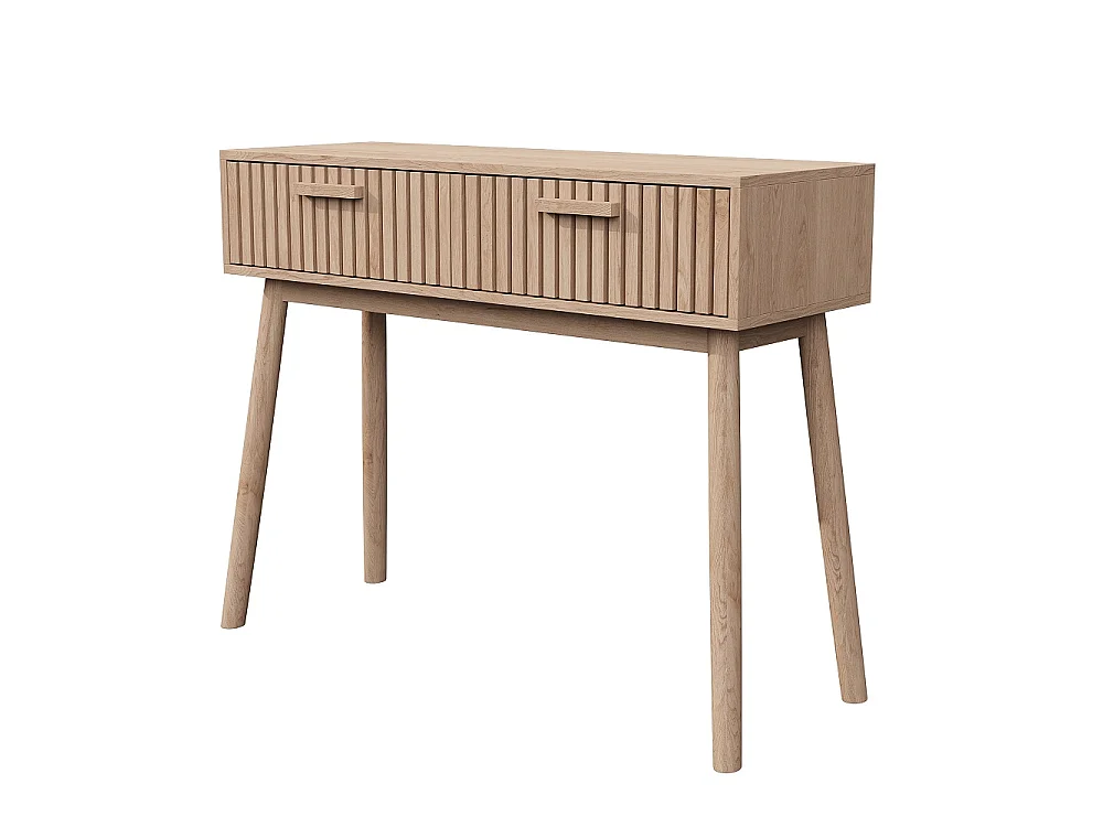 Table d'entrée 100 × 35 × 80 cm - Table de console en bois avec 2 tiroirs - Armoire de stockage en bois massif, bureau de console