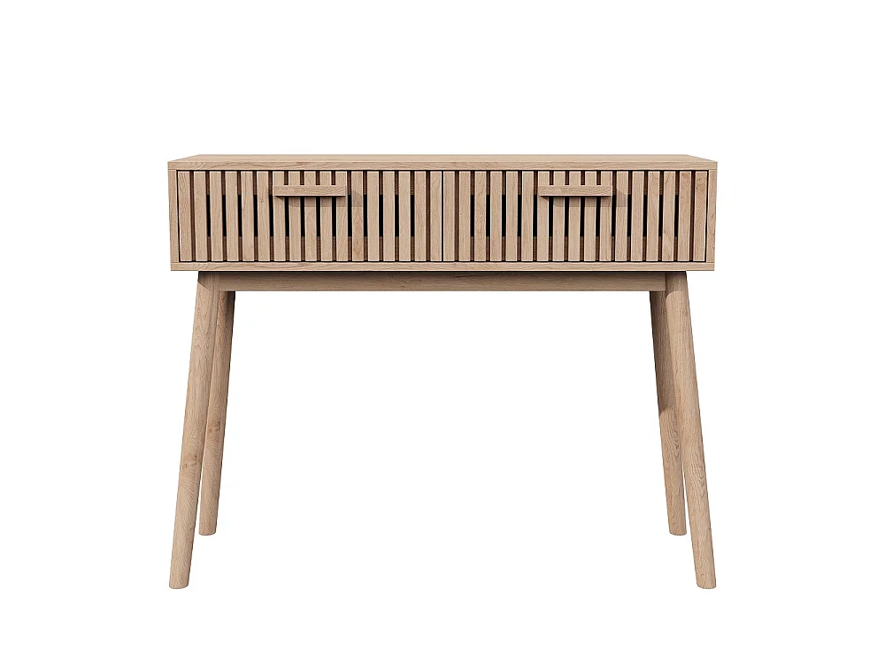 Table d'entrée 100 × 35 × 80 cm - Table de console en bois avec 2 tiroirs - Armoire de stockage en bois massif, bureau de console