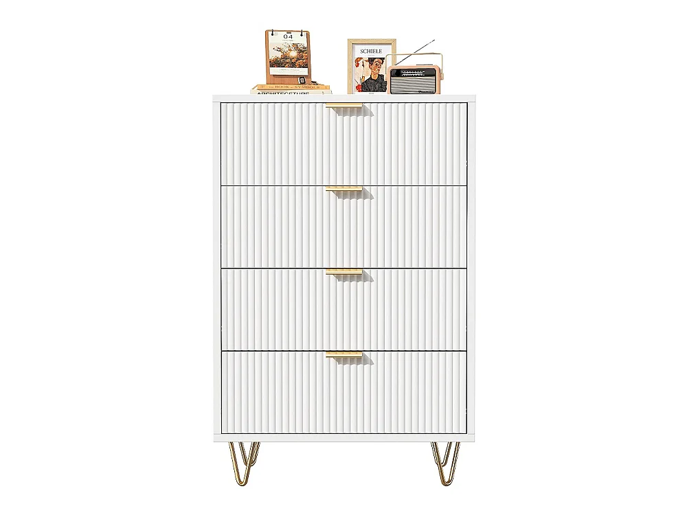 Commode 60×34×91cm - haute moderne avec 4 tiroirs - Blanc