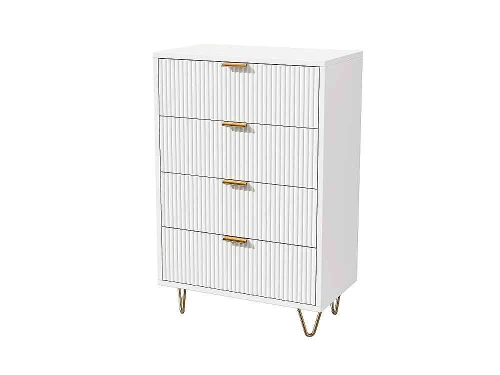 Commode 60×34×91cm - haute moderne avec 4 tiroirs - Blanc