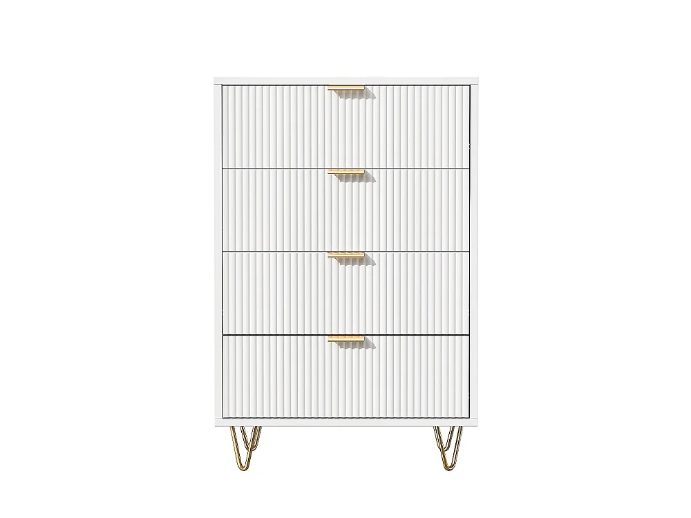Commode 60×34×91cm - haute moderne avec 4 tiroirs - Blanc