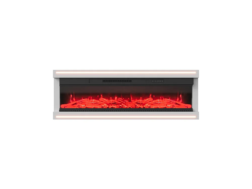 Cheminée électrique 152,5 × 17 × 51,3 cm - Cheminée embarquée en suspension avec puissance de chauffage double vitesse 750W / 1500W, effet de flamme 12 couleurs
