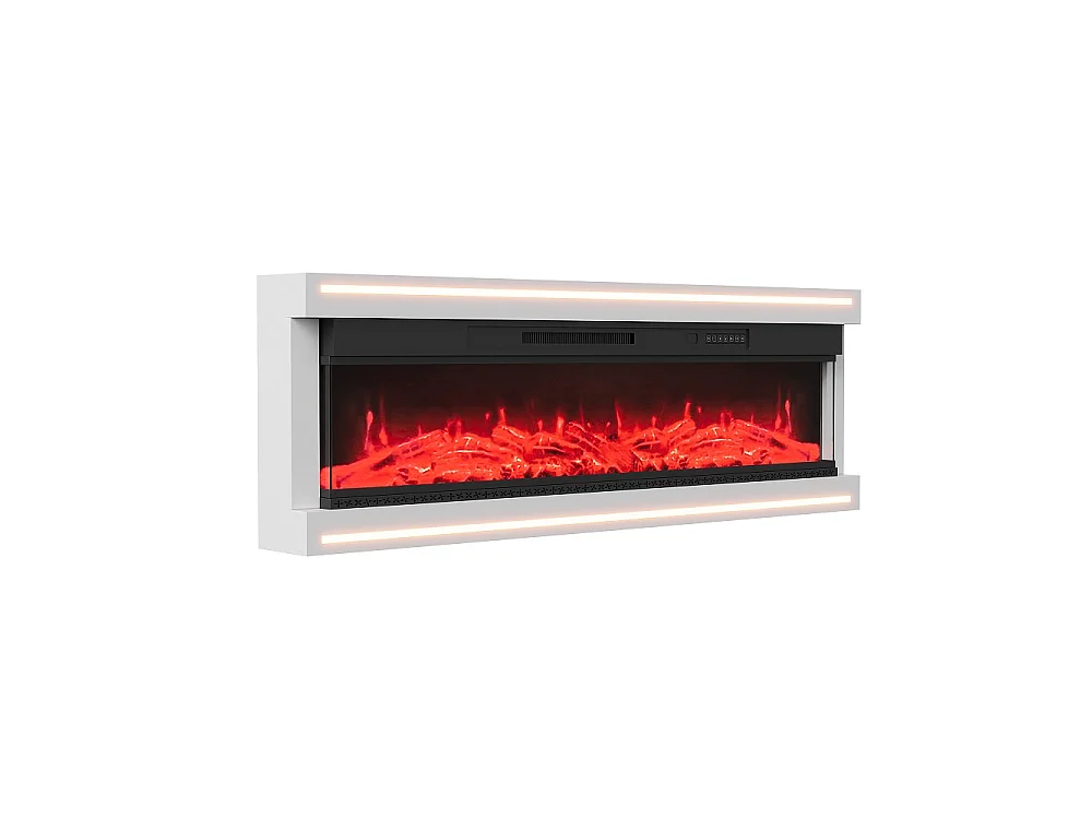 Cheminée électrique 152,5 × 17 × 51,3 cm - Cheminée embarquée en suspension avec puissance de chauffage double vitesse 750W / 1500W, effet de flamme 12 couleurs