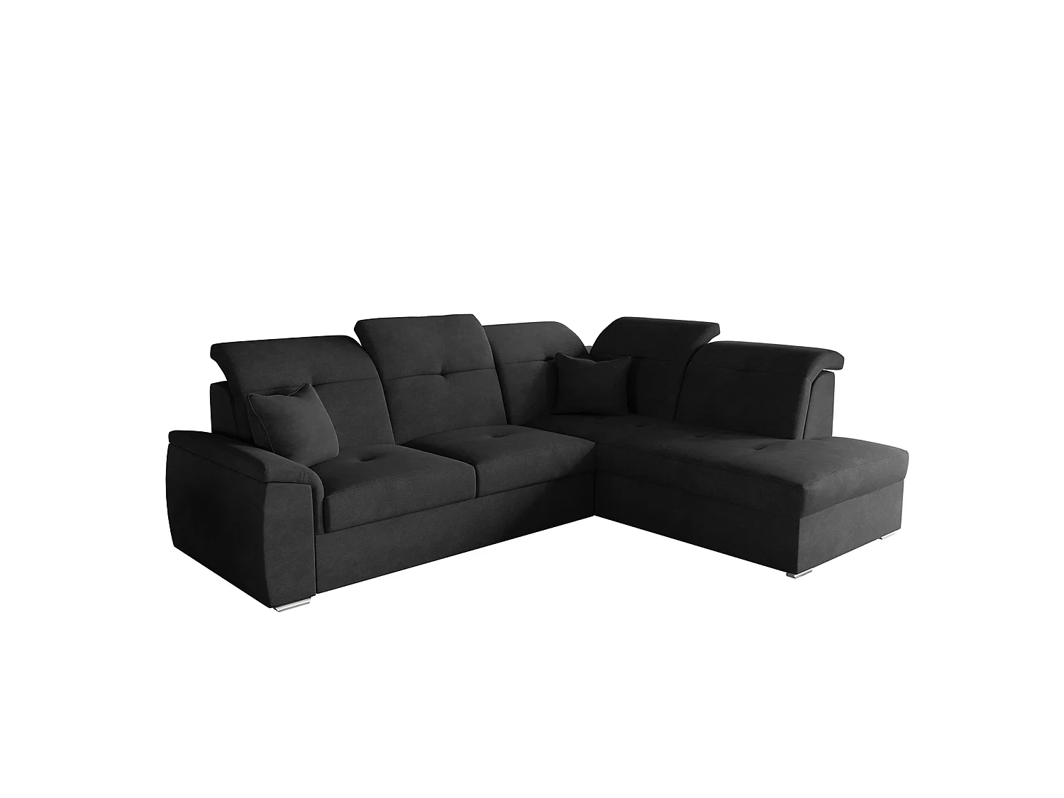 Canapé d'angle BONO L avec fonction couchage, canapé d'angle extensible, tissu Brooklyn, côté droite, noir (21)