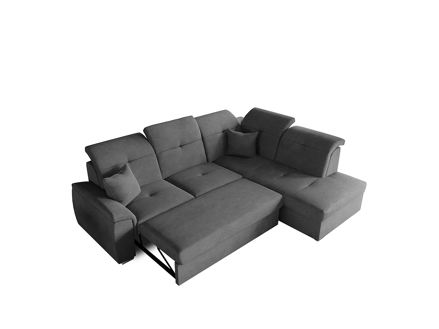 Canapé d'angle BONO L avec fonction couchage, canapé d'angle extensible, tissu Brooklyn, côté droite, noir (21)