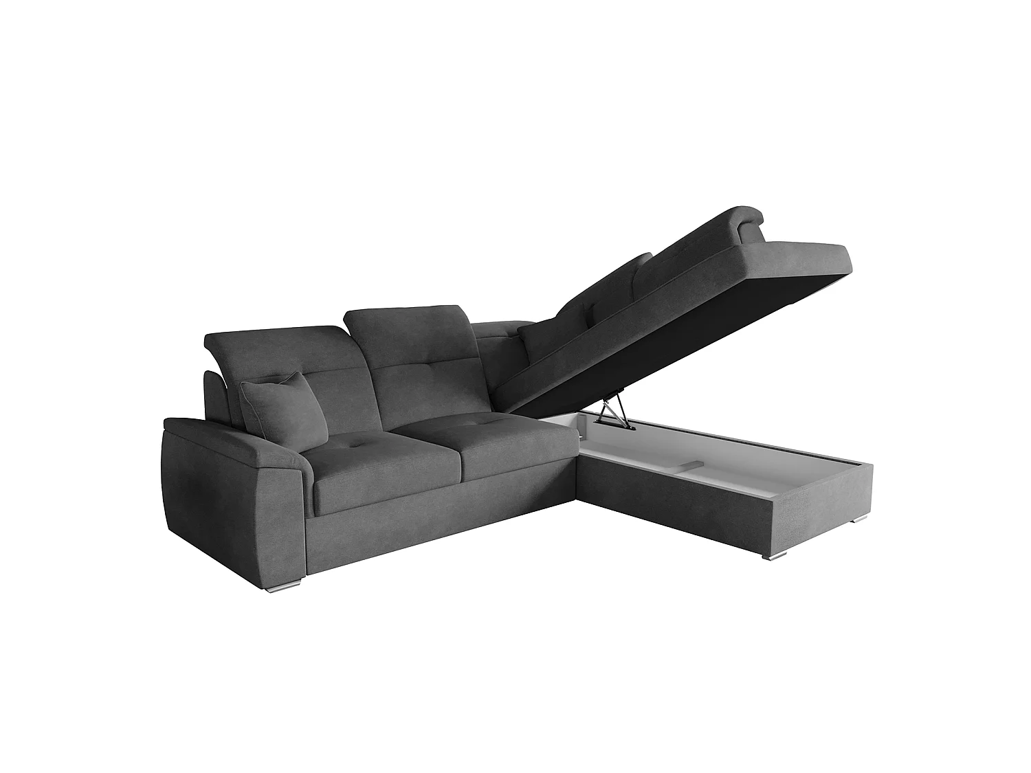 Canapé d'angle BONO L avec fonction couchage, canapé d'angle extensible, tissu Brooklyn, côté droite, ciment (19)