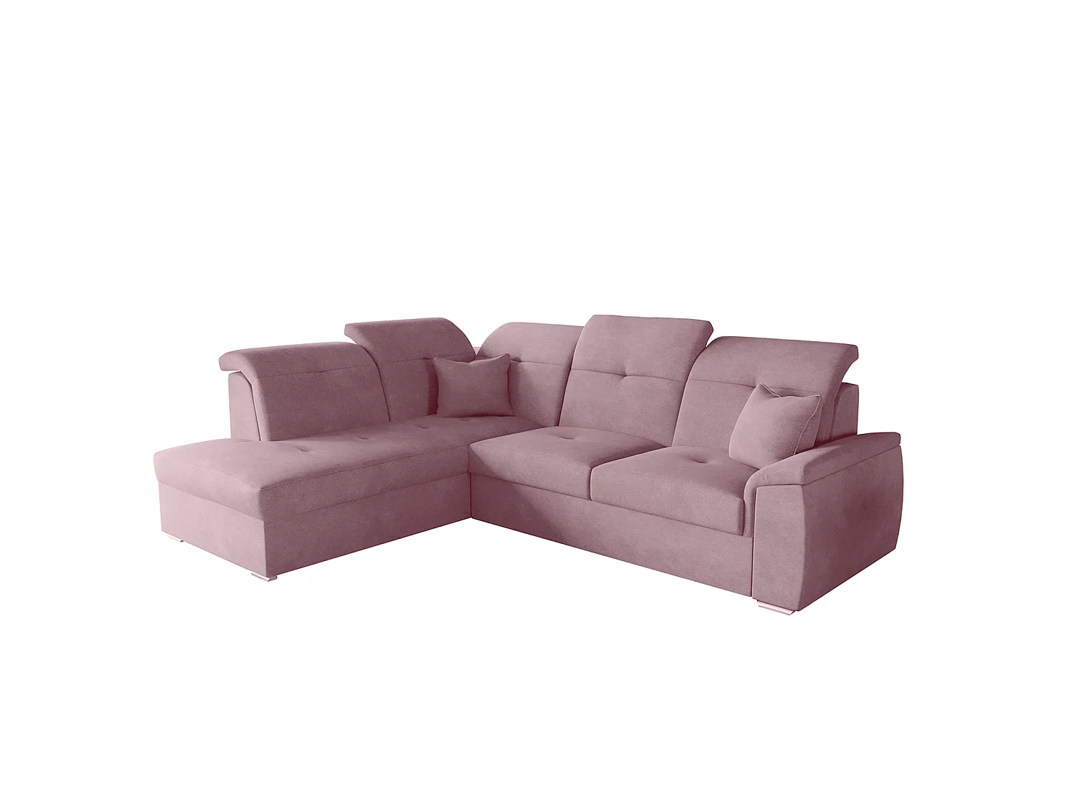 Canapé d'angle BONO L avec fonction couchage, canapé d'angle extensible, tissu Brooklyn, côté gauche, rose (11)