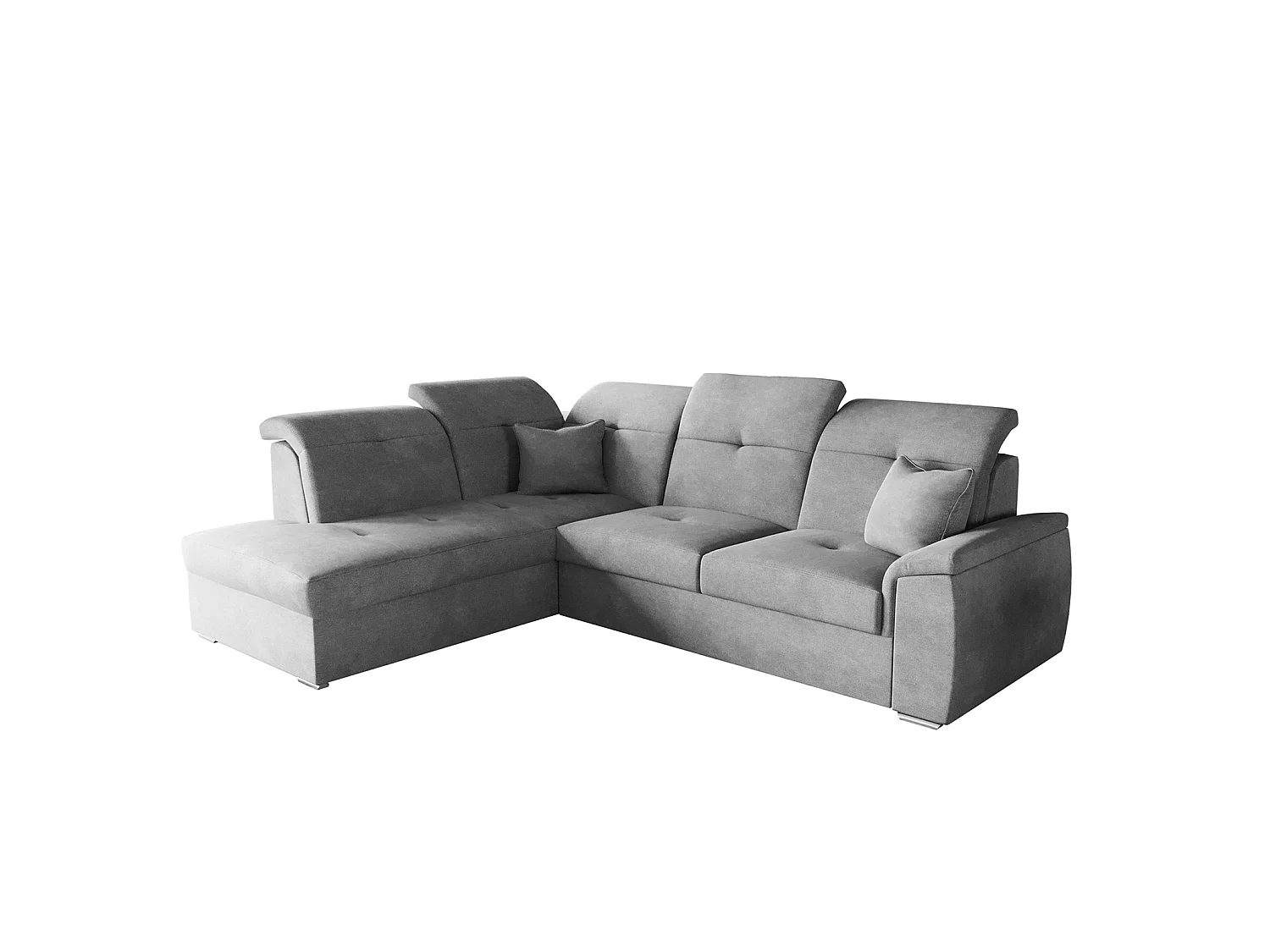 Canapé d'angle BONO L avec fonction couchage, canapé d'angle extensible, tissu Brooklyn, côté gauche, ciment (19)