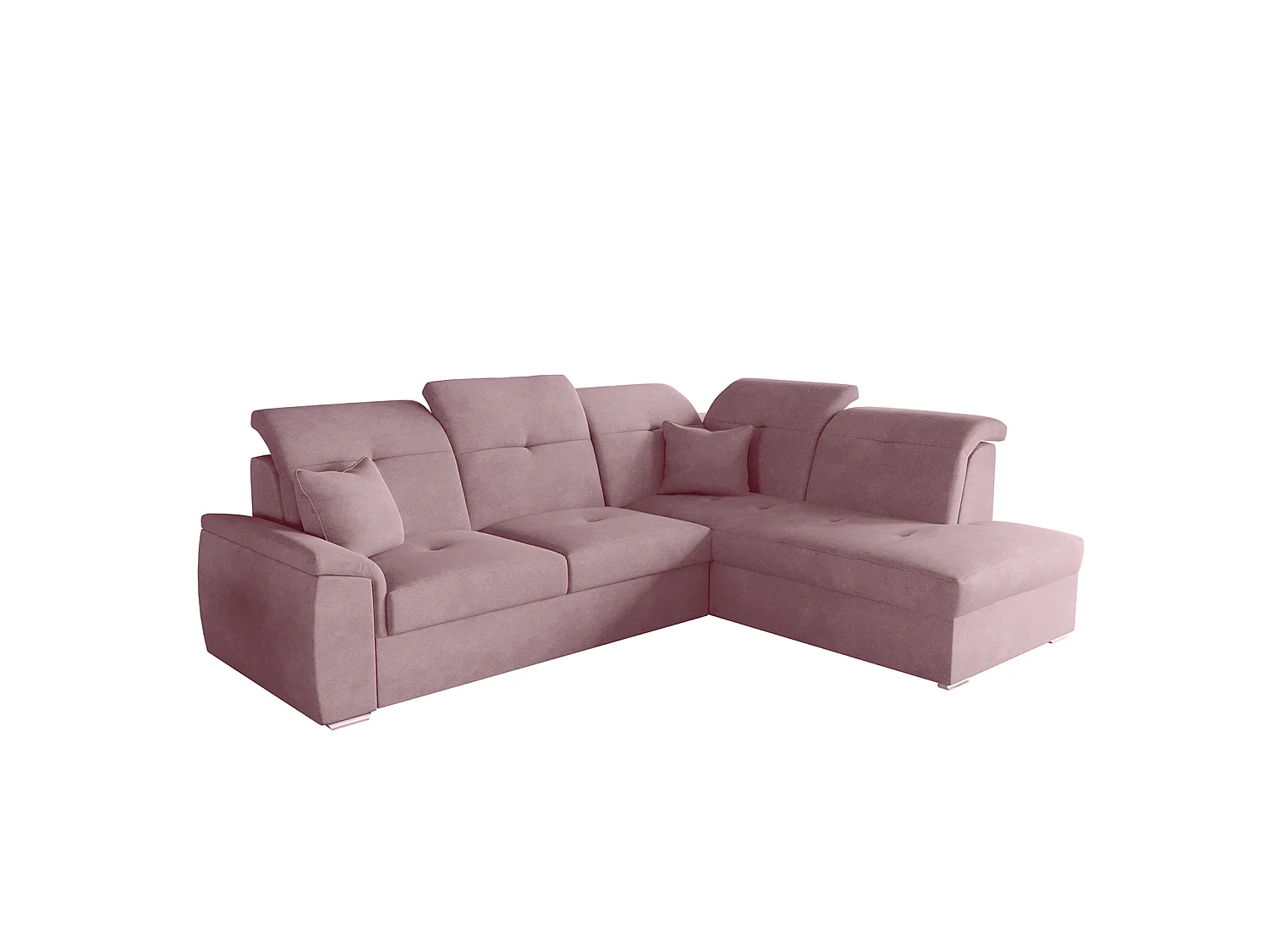 Canapé d'angle BONO L avec fonction couchage, canapé d'angle extensible, tissu Brooklyn, côté droite, rose (11)